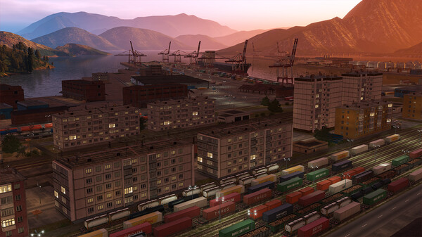 Derail Valley PC game featuring a massive train in a stunning open-world environment.