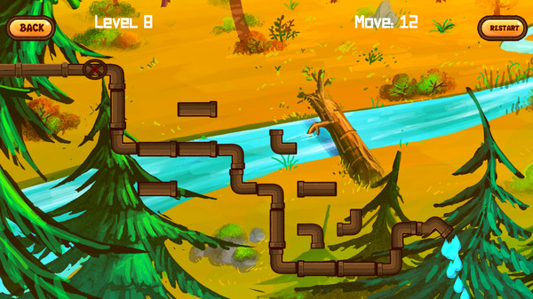 Water Pipeline game screenshot showing rotating pipe pieces