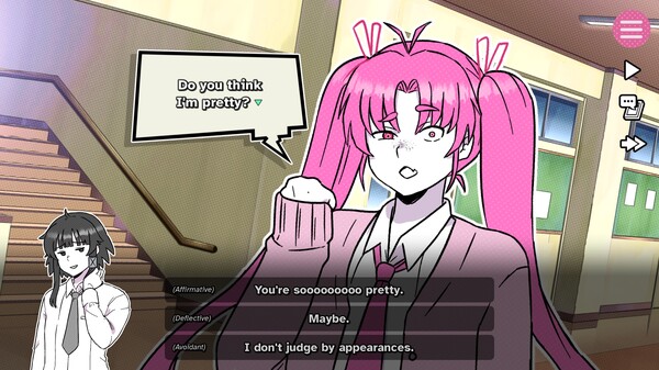 Aya from I Just Want to be Single!! Season One navigating high school with anime-inspired manga cutscenes.