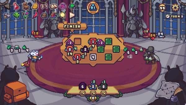 "Die in the Dungeon PC Game screenshot with dice and dungeon exploration."