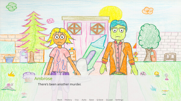 Crayon-style detective gameplay in Murder in Crayontopia PC Game